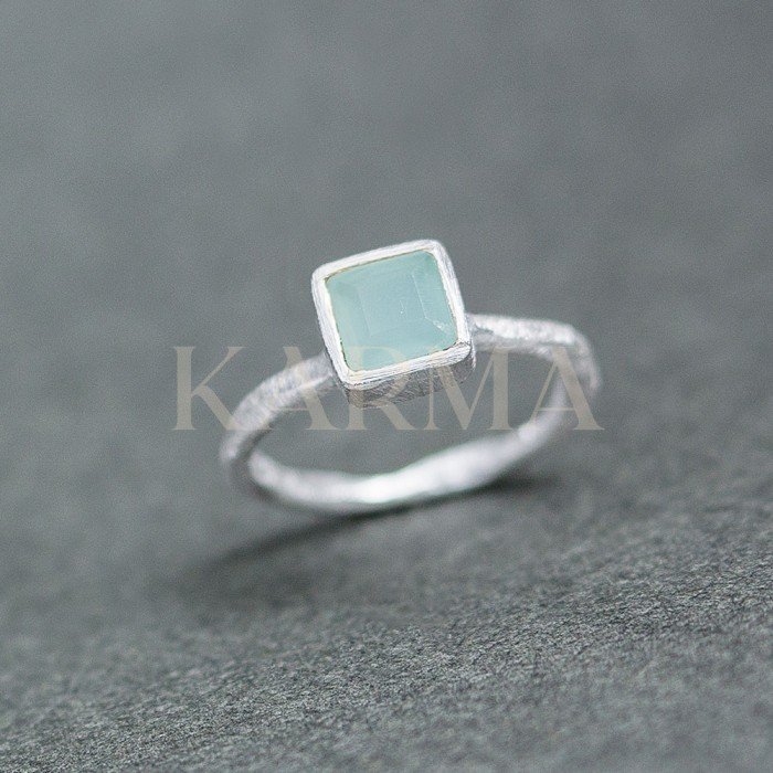 Sterling Silver Anti Tarnish Ring With Aqua Chalcedony 